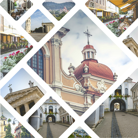 Collage of Vilnius (Lithuania) images - travel background (my photos)の写真素材