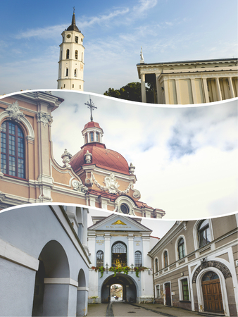 Collage of Vilnius (Lithuania) images - travel background (my photos)の写真素材