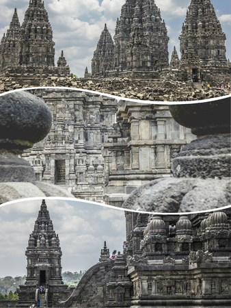 Collage of Prambanan  ( Indonesia ) images - travel background (my photos)のeditorial素材
