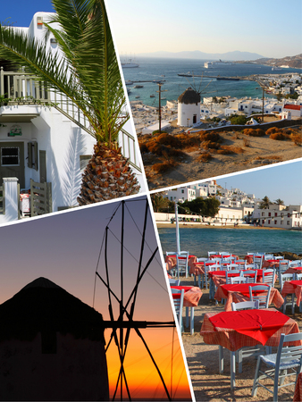 Collage of Tropical Greece islands images - travel background (my photos)の写真素材