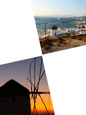 Collage of Tropical Greece islands images - travel background (my photos)の写真素材