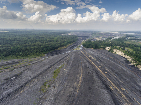Coal mine in south of Poland. Destroyed land. View from above.の写真素材