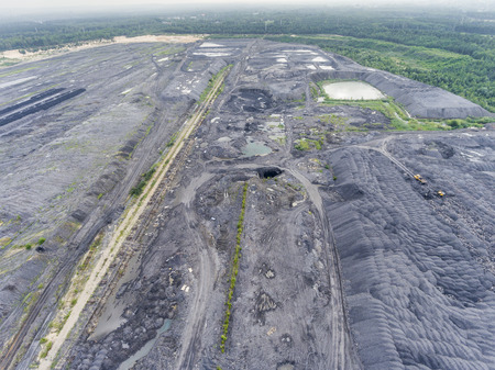 Coal mine in south of Poland. Destroyed land. View from above.の写真素材