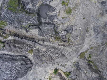 Degraded landscape old coal mine in south of Poland. Destroyed land. View from above.