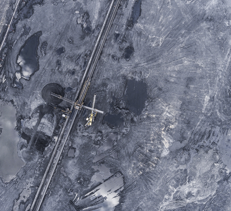 Coal mine in south of Poland. Destroyed land. View from above.