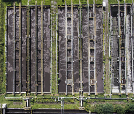 Aerial view of sewage treatment plant in Poland.の写真素材