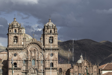 La Compania de Jesus church on Plaza de Armas square in Cuzco, Peru.の写真素材