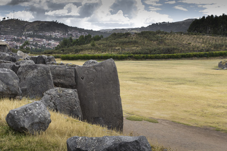 Stonework of the walls of Sacsayhuaman, in Cusco, Peruの写真素材