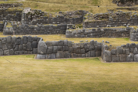 Stonework of the walls of Sacsayhuaman, in Cusco, Peru