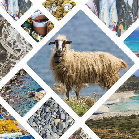 Collage of Crete (Greece) images - travel background (my photos)