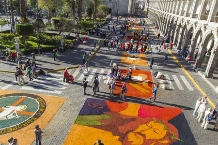 AREQUIPA, PERU - MAY 06, 2016: Corpus Christi on Plaza de Armas square in Arequipa, Peruのeditorial素材