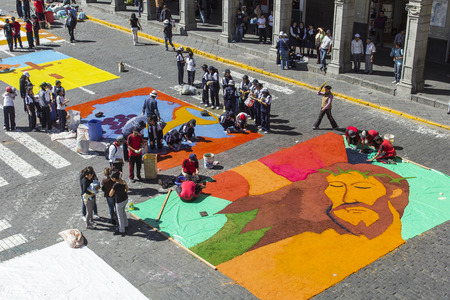 AREQUIPA, PERU - MAY 06, 2016: Corpus Christi on Plaza de Armas square in Arequipa, Peru