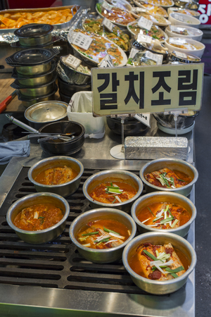 Traditional food market in Seoul, Korea.のeditorial素材
