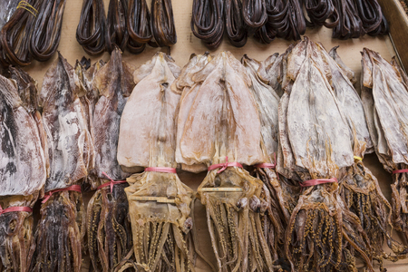 Dried squid in at market in Koreaの写真素材