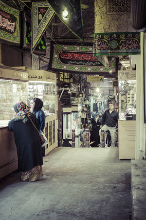 TEHERAN, IRAN - OCTOBER 03, 2016: People in central bazaar. Grand Bazaar in Tehran is the biggest bazaar in Iran.のeditorial素材