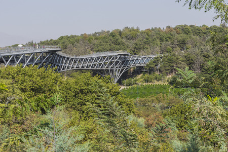 TEHERAN, IRAN - OCTOBER 05, 2016:Tabiat steel bridge connects two public parks by spanning the Modarres highway in northern Tehran.のeditorial素材