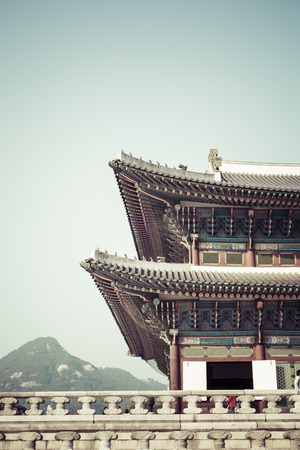 SEOUL - OCTOBER 21, 2016:Geunjeongjeon, the Throne Hall, at the Gyeongbokgung Palace, the main royal palace of the Joseon dynasty, in Seoul, South Korea, viewed from the front.のeditorial素材