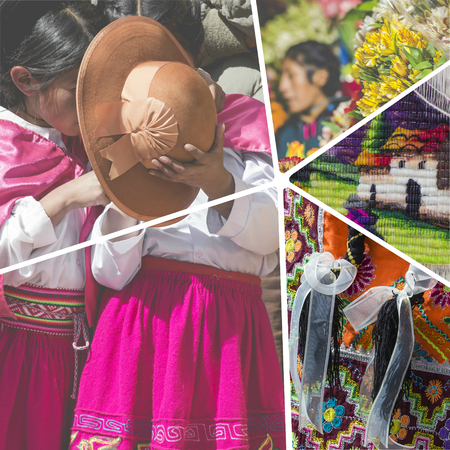 Collage of Peru traditional culture images - travel background (my photos)の写真素材