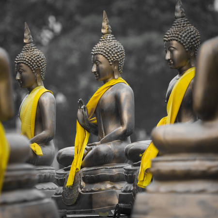 Buddha Statues in Seema Malaka Temple, Colombo, Sri Lankaの写真素材