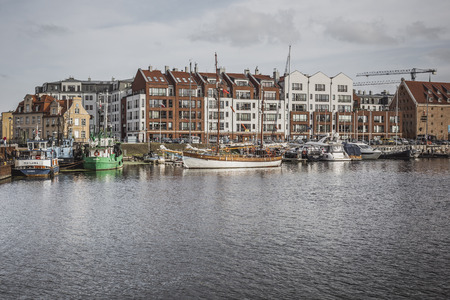 GDANSK- POLAND - OCTOBER 13, 2016: Marina at Motlawa river in Gdansk, Poland.