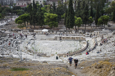 ATHENS - GREECE - SEPTEMBER 21,2016:Theatro Dionisou close view in Athens, Greeceのeditorial素材