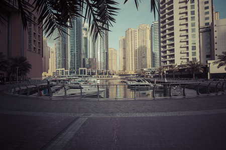 DUBAI, UAE - JANUARY 18, 2017 : Dubai Marina at sunrise, United Arab Emirates.のeditorial素材