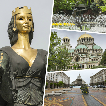 Collage of Most Beautiful and Breathtaking Places in Sofia - Bulgaria - my photosの写真素材