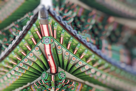 Details of  Gyeongbokgung  Palace. Traditional Architecture in Korea, Seoul.のeditorial素材