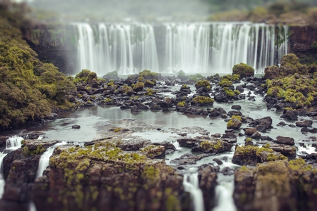 Iguassu Falls, the largest series of waterfalls of the world, view from Brazilian side 