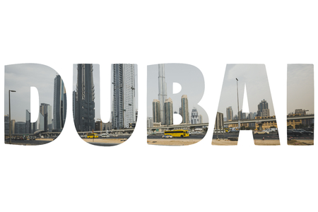 Word DUBAI over symbolic places.の写真素材