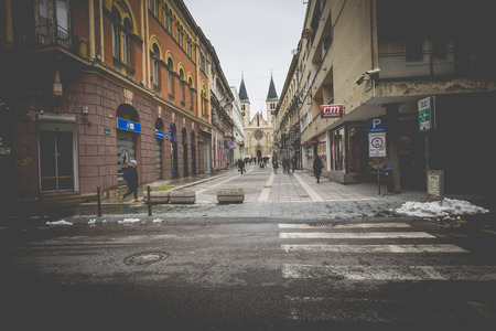 Catholic Cathedral known also as Sacred Heart Cathedral, in Sarajevo, Bosnia and Herzegovina.のeditorial素材