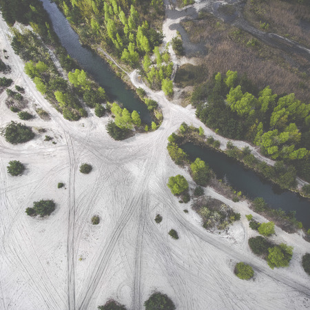 Lake and forest during spring time. View from above. Pogoria IV in Dabrowa Gornicza, Poland.の写真素材