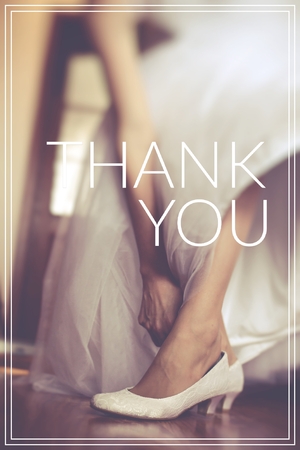 Thank You over shoe of the bride in retro style.の写真素材