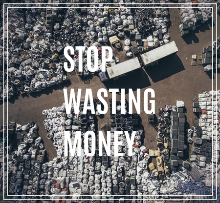 Stop Wasting Money.  Landfill for waste storage. View from above.の写真素材