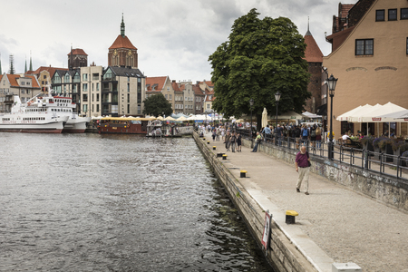 GDANSK, POLAND - AUGUST 04,2017: Cityscape on the Vistula River in historic city of Gdansk, Poland.