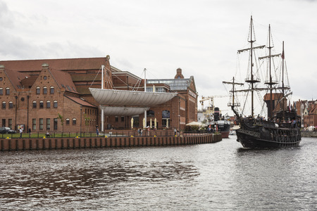 GDANSK, POLAND - AUGUST 04,2017:Pirate ship at Motlawa river in Gdansk, Poland.