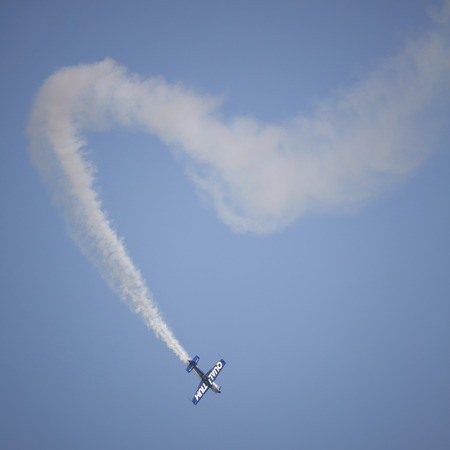 RADOM, POLAND - AUGUST 26, 2017 :Aerobatic extra 300 plane during  Air Show Radom 2017.のeditorial素材