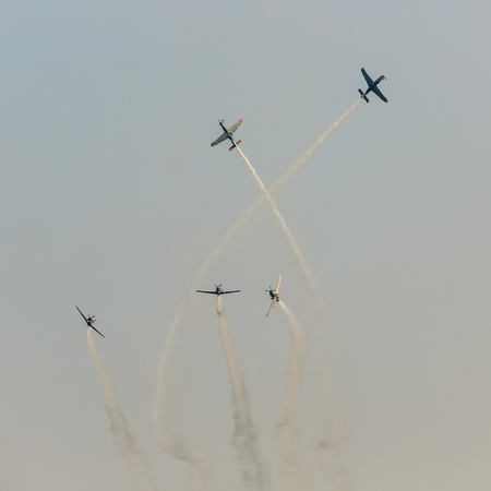 RADOM, POLAND - AUGUST 26: Orlik (Poland) aerobatic display team at Air Show Radom 2017 event on August 26, 2017 in Radom, Polandのeditorial素材