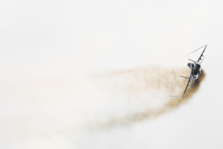 RADOM, POLAND - AUGUST 26:  Polish F-16 makes its show during Air Show Radom 2017 on August 26, 2017 in Radom, Polandのeditorial素材