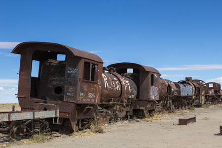The old train at the train cemetery near Salar de Uyuni, Boliviaのeditorial素材
