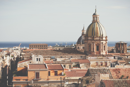 Panorama of the city of Palermo in Sicily, Italyの写真素材
