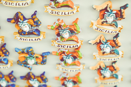 Souvenir magnets from Sicily,Italy.の写真素材