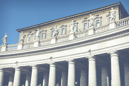 Detail of the Palace of the Vatican, "The Dome". View of Piazza San Pietro in Rome.のeditorial素材