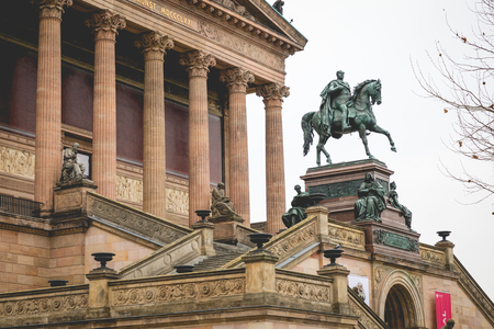 BERLIN, GERMANY - DECEMBER 06,2017: Exterior view of Alte Nationalgalerie (Old National Gallery) on the Museumsinsel in Berlin-Mitte.のeditorial素材
