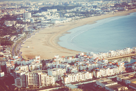 Agadir aerial panoramic view from the Agadir Kasbah (Agadir Fortress) in Moroccoのeditorial素材