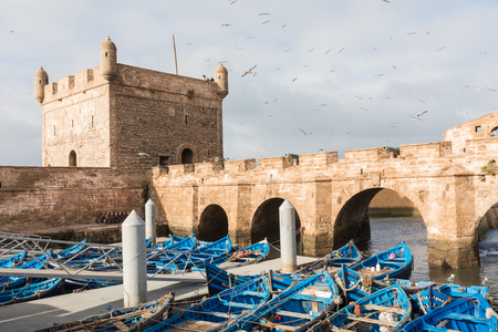Sqala du Port, a defensive tower at the fishing port of Essaouira, Moroccoのeditorial素材