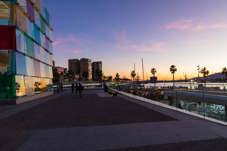 MALAGA, SPAIN - JANUARY 01, 2018: Pompidou centre in Malaga, Spain. It is the second most populous city of Andalusia and the sixth largest in Spain.のeditorial素材