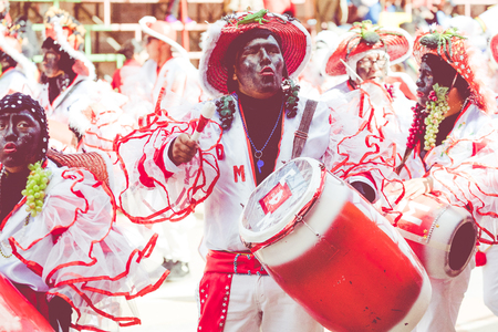 ORURO, BOLIVIA - FEBRUARY 10, 2018: Dancers at Oruro Carnival in Bolivia, declared UNESCO Cultural...