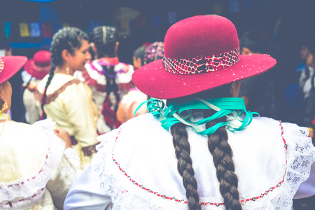 SUCRE, BOLIVIA - FEBRUARY 8, 2018: Dancers at Sucre Carnival in Bolivia.のeditorial素材