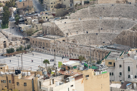 View on the ancient Roman Theater located in capital of Jordan, Ammanのeditorial素材